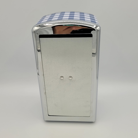 Retro-Style Blue Gingham Patterned Napkin Dispenser - Picture 7 of 7